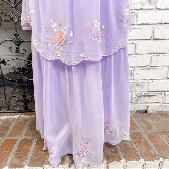 LoveShackFancy Chantelle Amethyst Floral Embroidered Romantic Maxi Dress 12 - Picture 9 of 15